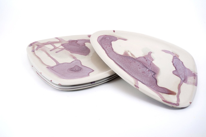 Dienblad Annabel in wit en rose glazuur