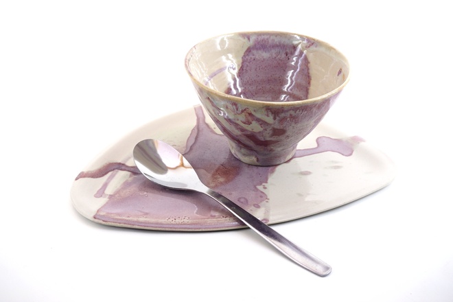 Dienblad Annabel in wit en rose glazuur