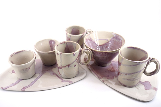 Mok Annabel in wit en rose glazuur