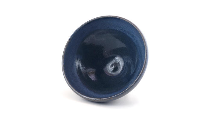 Goccia kom jeans blauw glazuur