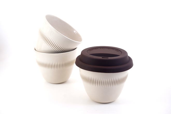 Cup TO-GO in Kiezel glazuur glans